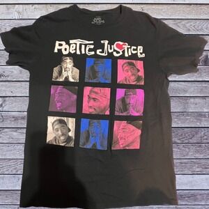 Poetic Justice S Graphic T-Shirt Mens Black Excellent Tupac Shakur 2Pac 90s Rap